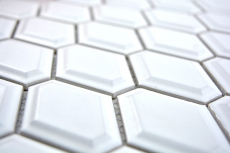 Mosaico de azulejos de cerámica diamante metro blanco mate azulejo backsplash cocina MOS13MD-0111_f | 10 esteras de mosaico