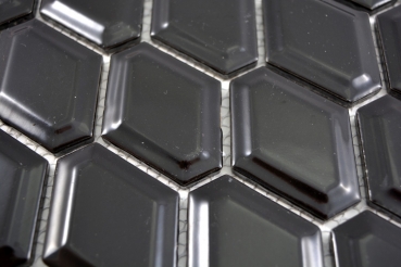 Muestra de mano mosaico azulejo cerámica diamante metro negro brillante azulejo backsplash cocina MOS13MD-0301_m