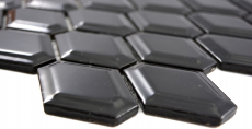 Muestra de mano mosaico azulejo cerámica diamante metro negro brillante azulejo backsplash cocina MOS13MD-0301_m