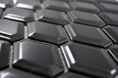 Muestra de mano mosaico azulejo cerámica diamante metro negro brillante azulejo backsplash cocina MOS13MD-0301_m