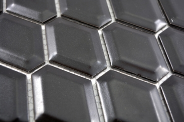 Muestra de mano mosaico azulejo cerámica diamante metro negro mate azulejo backsplash cocina MOS13MD-0311_m