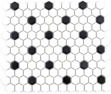 Hexagonal mosaico hexagonal azulejo de cerámica blanco negro mate backsplash cocina azulejo de la pared azulejo del baño WC - MOS11A-0301