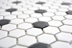 Hexagonal mosaico hexagonal azulejo de cerámica blanco negro mate backsplash cocina azulejo de la pared azulejo del baño WC - MOS11A-0301