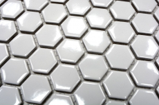 Muestra de mano mosaico azulejo cerámica hexágono blanco brillante azulejo backsplash cocina MOS11A-0102_m