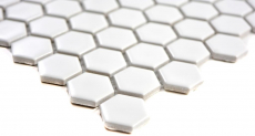 Muestra de mano mosaico azulejo cerámica hexágono blanco brillante azulejo backsplash cocina MOS11A-0102_m