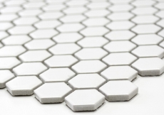 Hexagonal hexágono mosaico azulejo de cerámica mini blanco mate pared ducha backsplash pared azulejo baño azulejo cocina - MOS11A-0111