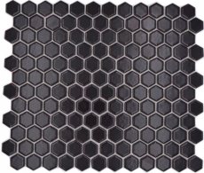 Hexagonal hexágono mosaico azulejo de cerámica mini negro mate ducha splashback azulejo backsplash pared azulejo baño - MOS11A-0311