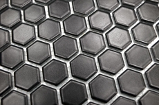 Hexagonal hexágono mosaico azulejo de cerámica mini negro mate ducha splashback azulejo backsplash pared azulejo baño - MOS11A-0311