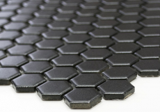 Hexagonal hexágono mosaico azulejo de cerámica mini negro mate ducha splashback azulejo backsplash pared azulejo baño - MOS11A-0311
