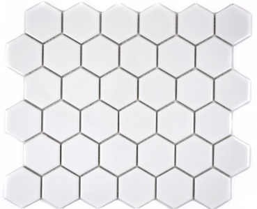 Muestra de mano mosaico azulejo cerámica hexágono blanco brillante cocina splashback MOS11B-0102_m