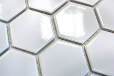 Muestra de mano mosaico azulejo cerámica hexágono blanco brillante cocina splashback MOS11B-0102_m