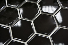 Muestra de mano mosaico azulejo cerámica hexágono negro brillante ducha splashback azulejo espejo MOS11B-0302_m