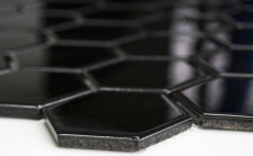 Muestra de mano mosaico azulejo cerámica hexágono negro brillante ducha splashback azulejo espejo MOS11B-0302_m