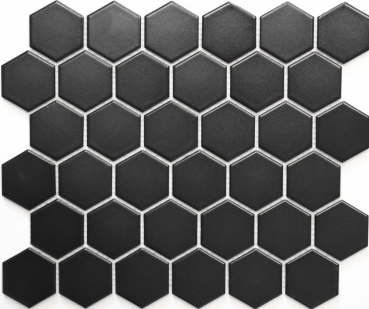 Muestra de mano mosaico azulejo cerámica hexágono negro mate ducha splashback azulejo espejo MOS11B-0311_m