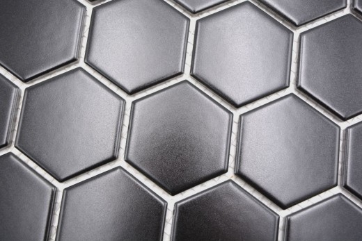 Hexagonal hexágono mosaico azulejo de cerámica negro mate ducha salpicaduras azulejo backsplash cocina salpicaduras de pared baño - MOS11B-0311