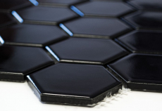Muestra de mano mosaico azulejo cerámica hexágono negro mate ducha splashback azulejo espejo MOS11B-0311_m