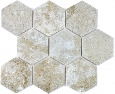 Azulejos de mosaico de cerámica gris hexágono cemento azulejo de la cocina WC azulejo del baño MOS11F-0202_f | 10 esteras de mosaico