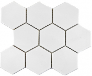 Muestra de mano mosaico azulejo cerámica hexágono blanco brillante cocina azulejo WC baño azulejo MOS11F-0101_m