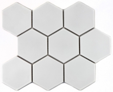 Muestra de mano azulejo mosaico cerámica hexágono blanco mate azulejo de cocina WC azulejo de baño MOS11F-0111_m