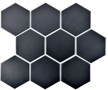 Muestra de mano azulejo mosaico cerámica hexágono negro mate azulejo de cocina WC azulejo de baño MOS11F-0311_m