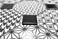 Mosaico de azulejos de cerámica octágono MISTO blanco brillante negro pared de mosaico cocina splashback MOSOcta-0301_f | 10 esteras de mosaico