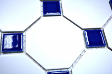 Muestra de mano mosaico azulejo cerámica octogonal blanco mate azul cobalto brillante mosaico pared cocina splashback MOSOcta-180_m