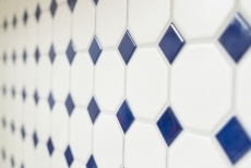 Octagonal octagonal mosaico azulejo cerámica azul blanco mate azul brillante azulejo de la pared azulejo del cuarto de baño MOS13-OctaG464