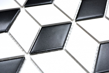 Cubo mosaico azulejo cerámica 3D blanco negro mate pared azulejo baño azulejo cocina - MOS13-OV09