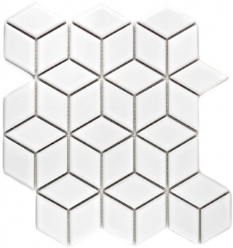 Azulejos de mosaico de cerámica blanco 3D cubo blanco brillante azulejos de la pared azulejo del baño MOS13OV-0101_f | 10 esteras de mosaico
