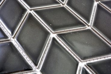 Muestra de mano mosaico azulejo cerámica blanco diamante negro brillante onda cocina splashback MOS13DS-0302_m