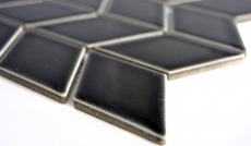 Muestra de mano mosaico azulejo cerámica blanco diamante negro brillante onda cocina splashback MOS13DS-0302_m