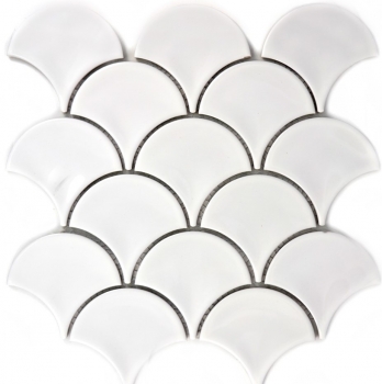 Muestra de mano mosaico azulejo cerámica ventilador blanco brillante azulejo WC baño azulejo MOS13-FS01_m