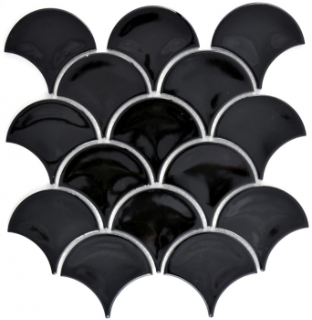 Muestra de mano mosaico azulejo cerámica ventilador negro brillante azulejo WC baño azulejo MOS13-FS03_m