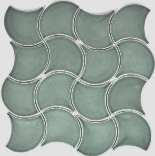 Abanico mosaico azulejo cerámica pastel petrol onda azulejo de la pared azulejo del baño azulejo de la cocina WC - MOS13-FSW18