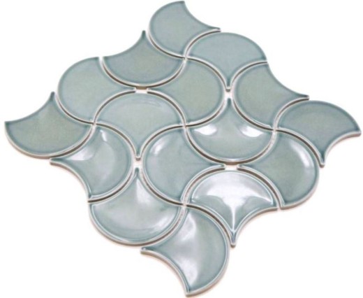 Abanico mosaico azulejo cerámica pastel petrol onda azulejo de la pared azulejo del baño azulejo de la cocina WC - MOS13-FSW18