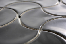 Azulejo de mosaico de cerámica ventilador negro brillante ola azulejo de la pared azulejo del baño MOS13-FSW03_f | 10 esteras de mosaico