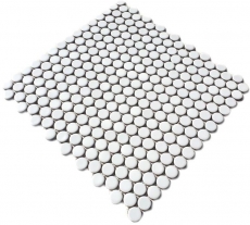Botón de mosaico LOOP redondo mosaico blanco brillante pared cocina ducha BAD MOS10-0102