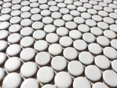 Botón de mosaico LOOP redondo mosaico blanco brillante pared cocina ducha BAD MOS10-0102