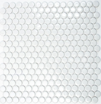 Botón de mosaico LOOP redondo mosaico blanco mate pared cocina ducha BAD MOS10-0111