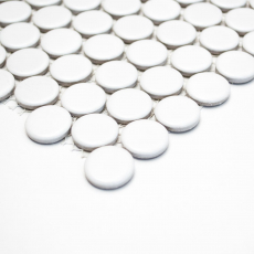 Botón de mosaico LOOP redondo mosaico blanco mate pared cocina ducha BAD MOS10-0111