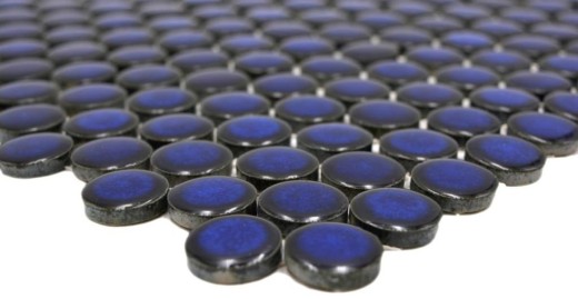 Botón de mosaico LOOP mosaico redondo azul oscuro cobalto pared cocina ducha BAÑO MOS10-0405