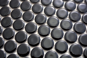 Muestra de mano botón mosaico LOOP redondo mosaico negro brillante pared cocina ducha BAD MOS10-0300_m