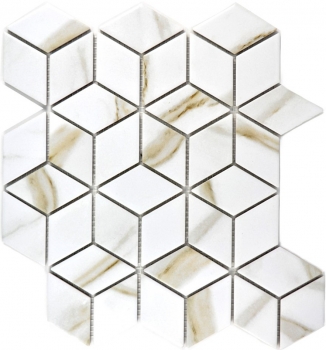 Mosaico de cerámica blanco diamante POV Calacatta azulejo de la pared azulejo del baño MOS13-0112_f | 10 esteras de mosaico
