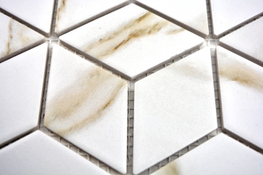 Mosaico de cerámica blanco diamante POV Calacatta azulejo de la pared azulejo del baño MOS13-0112_f | 10 esteras de mosaico