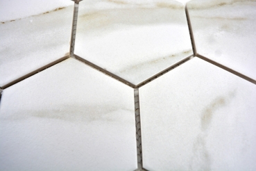 Muestra de mano mosaico azulejo cerámica blanco hexágono calacatta pared azulejo baño MOS11F-0112_m