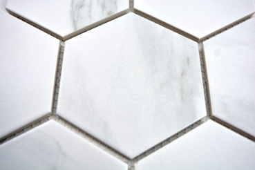 Mosaico de azulejos de cerámica blanco hexágono carrara mirada azulejo de la pared azulejo del baño MOS11F-0102_f | 10 esteras de mosaico