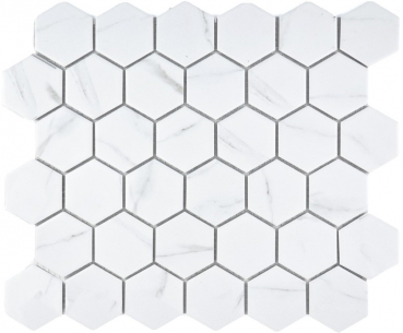 Mosaico de azulejos de cerámica blanco hexágono carrara mirada azulejo de la pared azulejo del baño MOS11G-0102_f | 10 esteras de mosaico