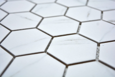 Mosaico de azulejos de cerámica blanco hexágono carrara mirada azulejo de la pared azulejo del baño MOS11G-0102_f | 10 esteras de mosaico