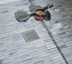 Pequeño azulejo de mosaico de cerámica efecto piedra gris pared azulejo baño MOS24-STSO23