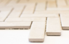 Mosaico de azulejos de cerámica en espiga aspecto de piedra de color beige claro azulejos backsplash cocina MOS24-SO54_f | 10 esteras de mosaico
